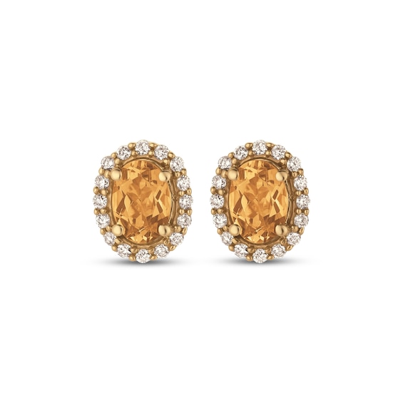 Le Vian Oval-Cut Yellow Morganite Stud Earrings 1/4 ct tw Diamonds 14K Honey Gold