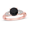 Thumbnail Image 0 of Black Onyx & White Lab-Created Sapphire Ring Round-Cut 10K Rose Gold