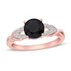 Thumbnail Image 1 of Black Onyx & White Lab-Created Sapphire Ring Round-Cut 10K Rose Gold