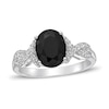 Thumbnail Image 0 of Black Onyx & White Lab-Created Sapphire Ring Oval/Round-Cut Sterling Silver