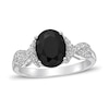 Thumbnail Image 1 of Black Onyx & White Lab-Created Sapphire Ring Oval/Round-Cut Sterling Silver