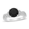Black Onyx & White Lab-Created Sapphire Ring Sterling Silver