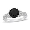 Thumbnail Image 1 of Black Onyx & White Lab-Created Sapphire Ring Sterling Silver