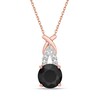 Thumbnail Image 1 of Black Onyx & White Lab-Created Sapphire Necklace 10K Rose Gold 18"