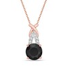 Thumbnail Image 0 of Black Onyx & White Lab-Created Sapphire Necklace 10K Rose Gold 18"