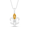 Thumbnail Image 1 of Citrine & White Lab-Created Sapphire Fleur-de-lis Necklace Marquise/Round-Cut Sterling Silver 18"