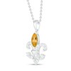 Thumbnail Image 2 of Citrine & White Lab-Created Sapphire Fleur-de-lis Necklace Marquise/Round-Cut Sterling Silver 18"
