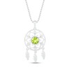 Thumbnail Image 1 of Peridot & White Lab-Created Sapphire Dreamcatcher Necklace Round-Cut Sterling Silver 18"