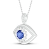 Thumbnail Image 2 of Blue/White Lab-Created Sapphire Evil Eye Necklace Round-Cut Sterling Silver 18"