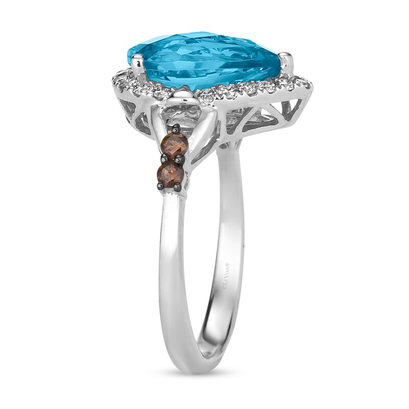 Le Vian Blue Topaz Ring 3/8 ct tw Diamonds 14K Vanilla Gold
