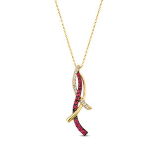 Le Vian Ruby Necklace 1/4 ct tw Diamonds 14K Honey Gold 18