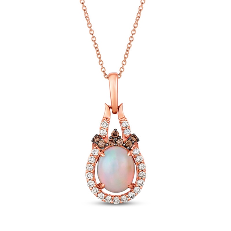 Main Image 1 of Le Vian Opal Necklace 5/8 ct tw Diamonds 14K Strawberry Gold 18"