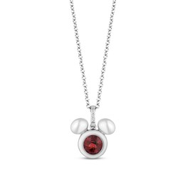 Disney Treasures Mickey Mouse Garnet & Diamond Necklace Sterling Silver 17&quot;