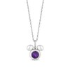 Disney Treasures Mickey Mouse Amethyst & Diamond Necklace Sterling Silver 17"