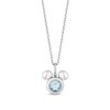 Disney Treasures Mickey Mouse Aquamarine & Diamond Necklace Sterling Silver 17"