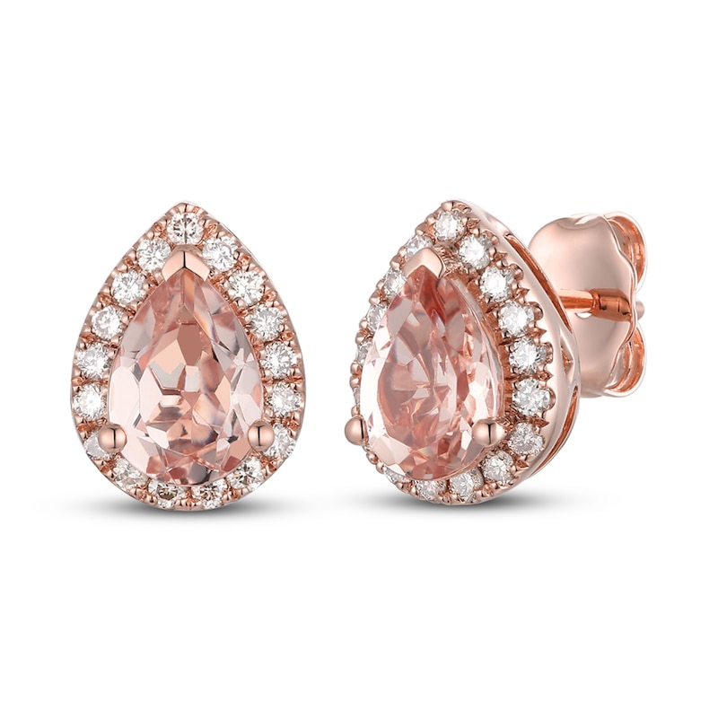 Main Image 1 of Le Vian Morganite & Diamond Earrings 1/4 ct tw 14K Strawberry Gold