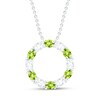 Thumbnail Image 1 of Peridot & White Lab-Created Sapphire Circle Necklace Sterling Silver 18"