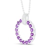 Thumbnail Image 1 of Amethyst & White Lab-Created Sapphire Circle Necklace Sterling Silver 18"