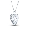 Thumbnail Image 3 of Lab-Created Opal & White Lab-Created Sapphire Mom/Heart Necklace Sterling Silver 18"