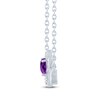 Thumbnail Image 2 of Amethyst & White Lab-Created Sapphire Heartbeat/Mom Necklace Sterling Silver 18"