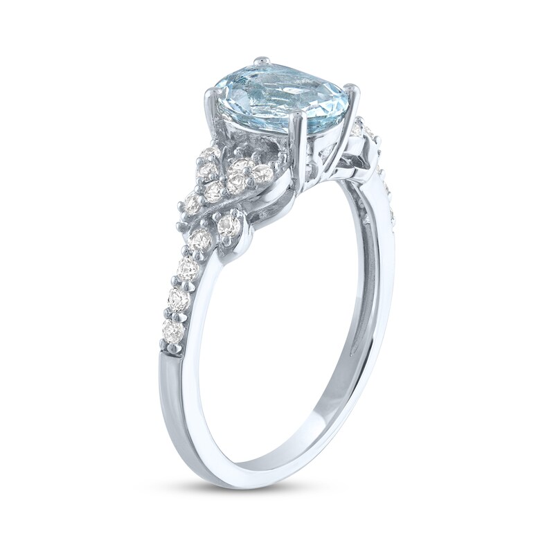 Aquamarine & White Lab-Created Sapphire Ring Sterling Silver