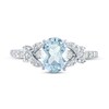 Aquamarine & White Lab-Created Sapphire Ring Sterling Silver