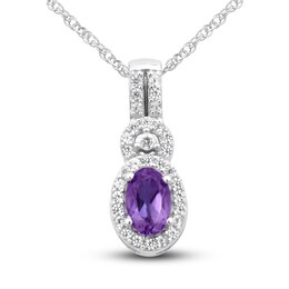 Amethyst & White Topaz Necklace Sterling Silver 18"