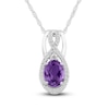 Thumbnail Image 1 of Amethyst & White Topaz Necklace Sterling Silver 18"
