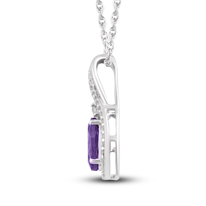 Main Image 2 of Amethyst & White Topaz Necklace Sterling Silver 18"