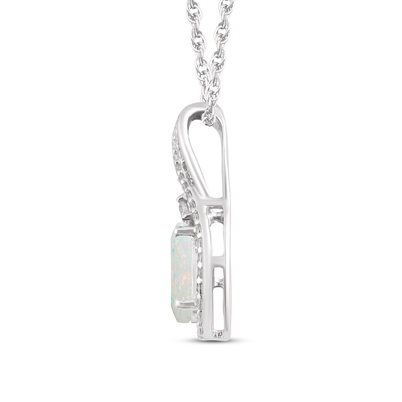 Main Image 2 of Lab-Created Opal & White Topaz Necklace Sterling Silver 18"