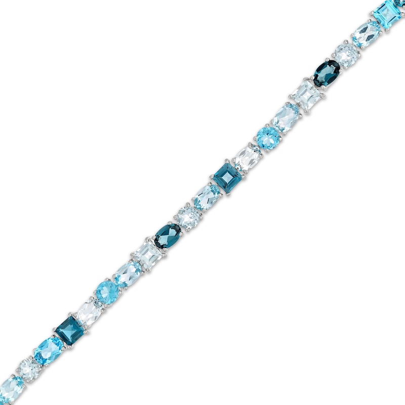 Main Image 2 of Vibrant Shades Swiss, London Blue Topaz & Aquamarine Bracelet Sterling Silver 7.25"