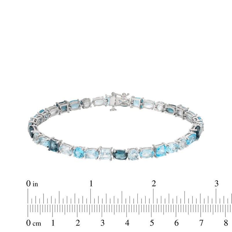 Main Image 4 of Vibrant Shades Swiss, London Blue Topaz & Aquamarine Bracelet Sterling Silver 7.25"