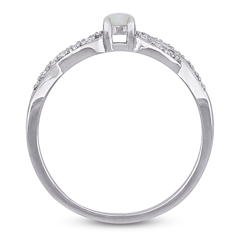 Main Image 3 of Opal & Diamond Ring 1/15 ct tw Round-Cut Sterling Silver