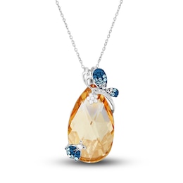 Crystal Necklace Sterling SIlver 18"