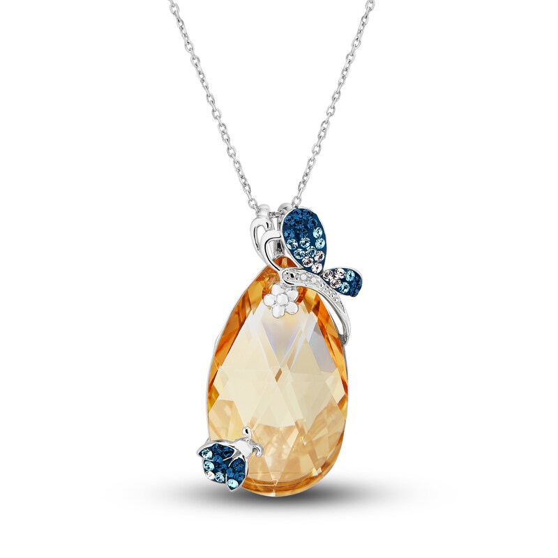 Main Image 1 of Crystal Necklace Sterling SIlver 18"