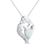 Thumbnail Image 1 of Lab-Created Opal & Diamond Mother/Child Necklace Sterling Silver 18"