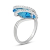 Thumbnail Image 2 of Blue & White Crystal Bypass Ring Sterling Silver - Size 7