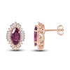 Rhodolite & Diamond Earrings 5/8 ct tw Marquise/Baguette/Round-Cut 14K Rose Gold