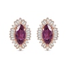 Rhodolite & Diamond Earrings 5/8 ct tw Marquise/Baguette/Round-Cut 14K Rose Gold