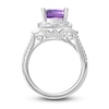 Thumbnail Image 3 of Amethyst & Diamond Ring 5/8 ct tw Cushion, Baguette & Round-Cut 14K White Gold