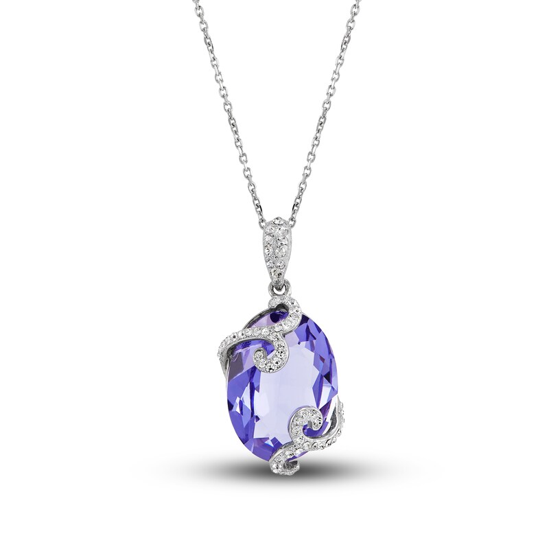 Main Image 1 of Crystal Necklace Sterling Silver 18"
