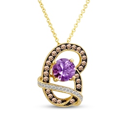 Le Vian Amethyst Necklace 1/4 ct tw Diamonds 14K Honey Gold