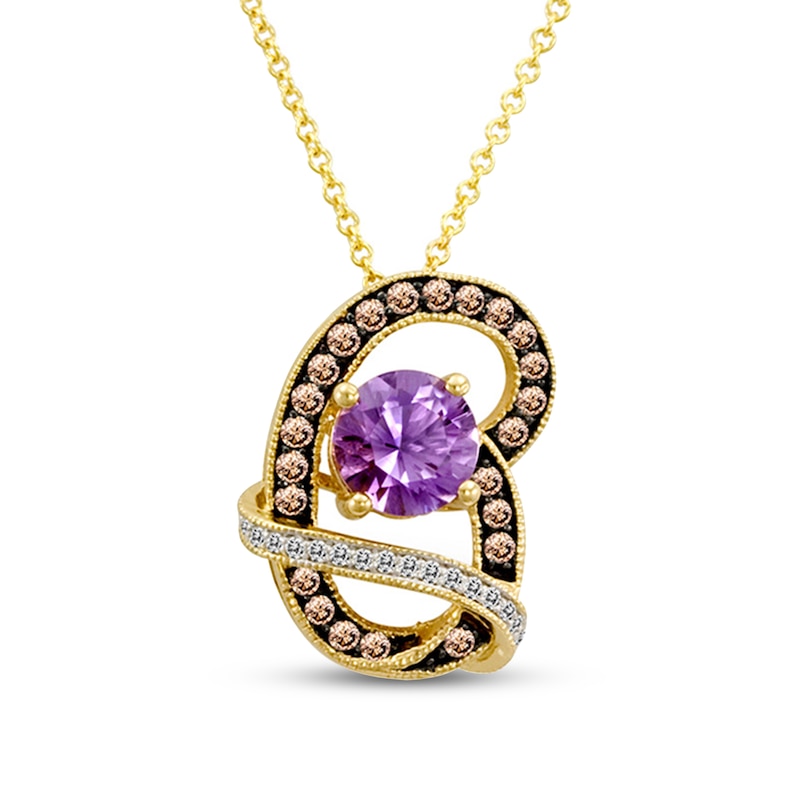 Le Vian Amethyst Necklace 1/4 ct tw Diamonds 14K Honey Gold