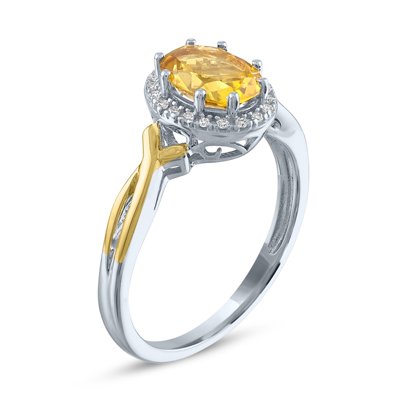 Main Image 2 of Citrine & Diamond Ring 1/20 ct tw Round-Cut Sterling Silver/10K Yellow Gold