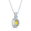 Thumbnail Image 3 of Citrine & Diamond Necklace 1/20 ct tw Round-Cut Sterling Silver/10K Yellow Gold 18"