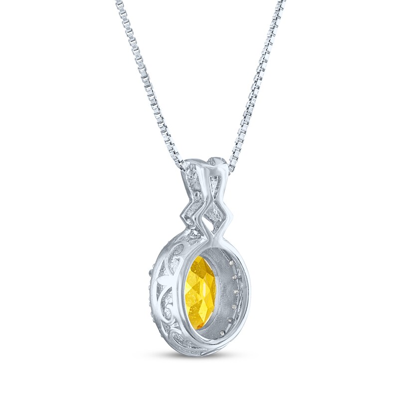 Main Image 3 of Citrine & Diamond Necklace 1/20 ct tw Round-Cut Sterling Silver/10K Yellow Gold 18"
