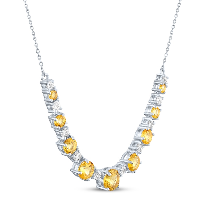 Main Image 2 of Citrine & White Lab-Created Sapphire Necklace Sterling Silver 18"
