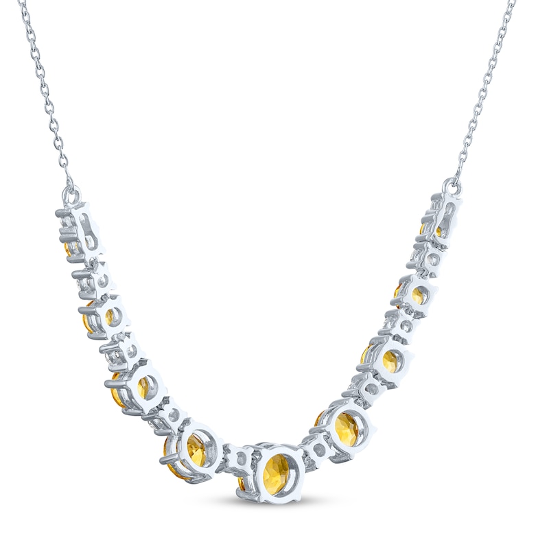 Main Image 3 of Citrine & White Lab-Created Sapphire Necklace Sterling Silver 18"