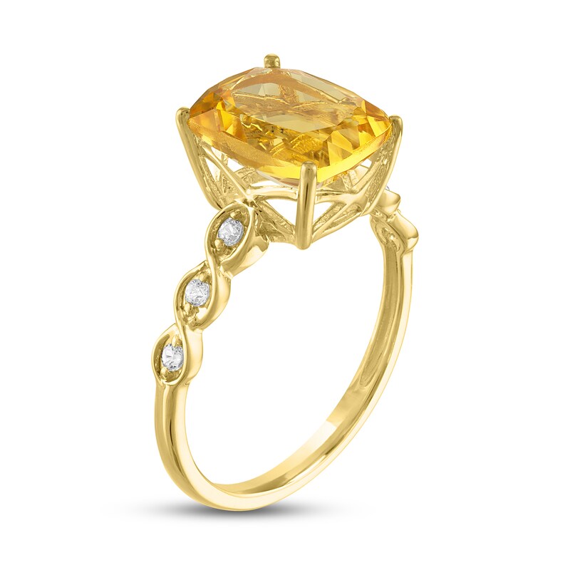 Citrine & White Lab-Created Sapphire Ring 10K Yellow Gold