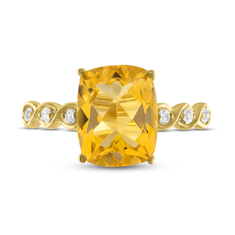 Citrine & White Lab-Created Sapphire Ring 10K Yellow Gold